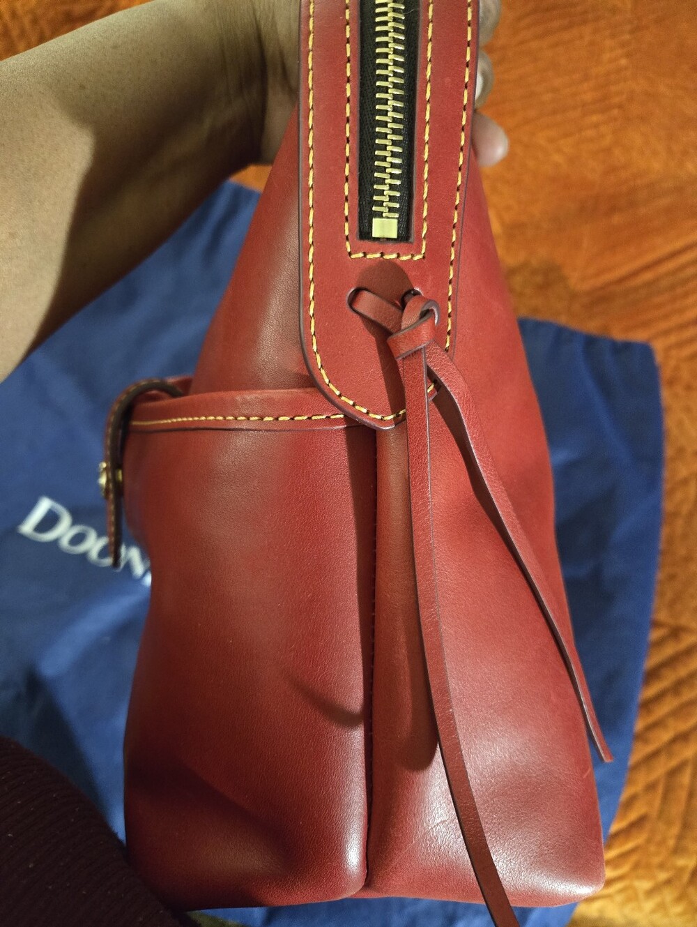 :Dooney & Bourke Florentine Leather Satchel Red Large 14" Dust Bag & Coin Pouch - Picture 7 of 12